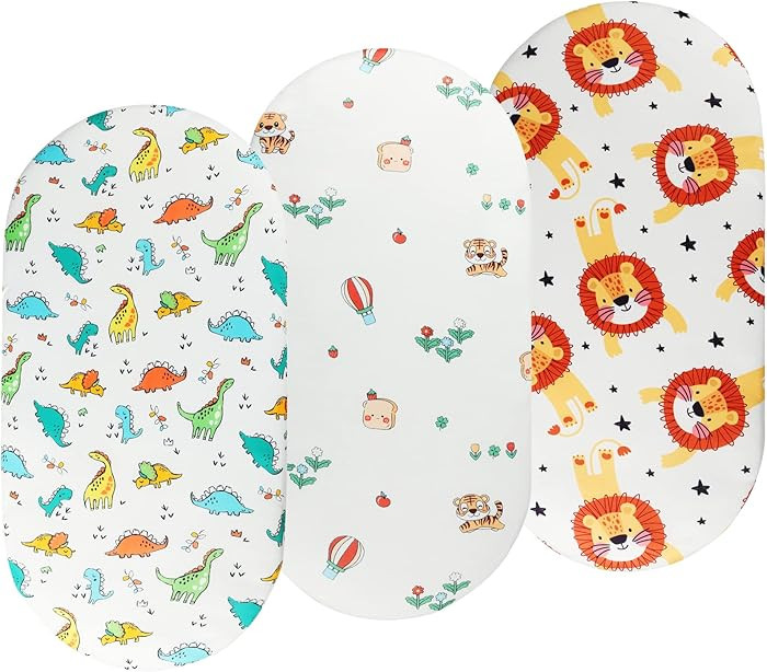 Onacosht Bassinet Sheets Set 3 Pack for Baby Boy, Stretchy Soft Jersey Knitted Fitted Sheet Unive... | Amazon (US)