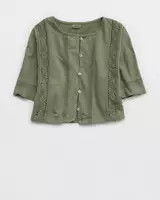 Aerie Short Sleeve Crochet Cardigan | Aerie