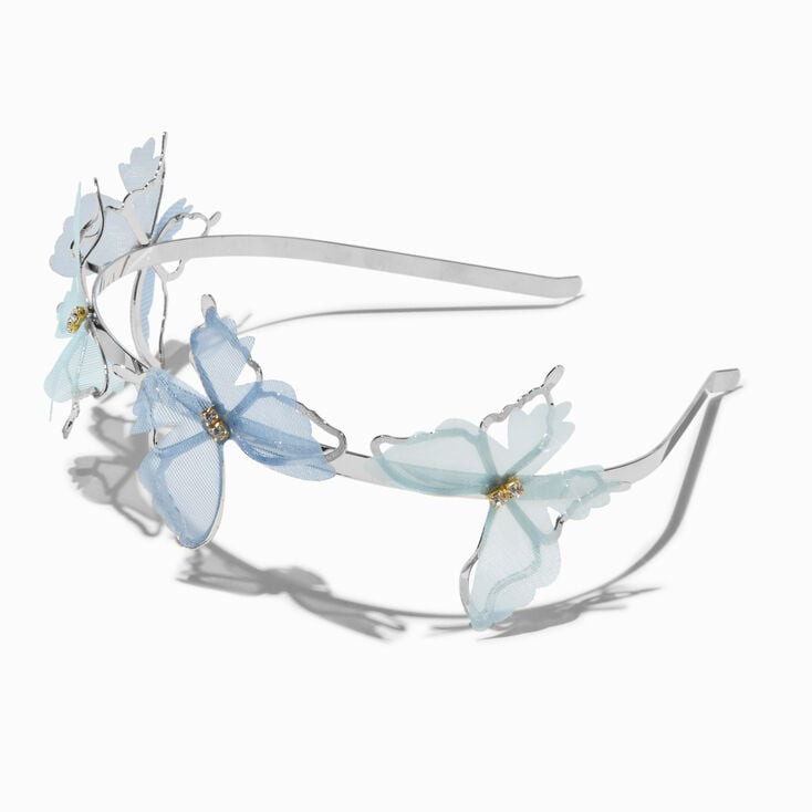 Blue Organza Butterfly Double Row Headband | Claire's (UK)