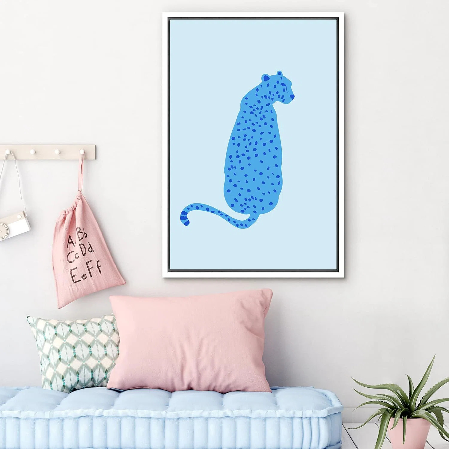 IDEA4WALL Bright Preppy Animals Pastel Blue Cheetah Cat Pattern Kids Pop Culture Modern Pop Art A... | Wayfair North America