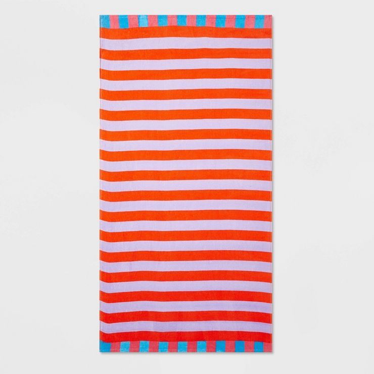 Striped Beach Towel Orange/Lavender - Sun Squad™ | Target