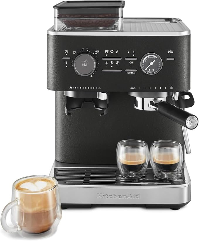 KitchenAid Semi Automatic Espresso Machine with Burr Grinder, 2.5L, Cast Iron Black, KES6551BK | Amazon (US)