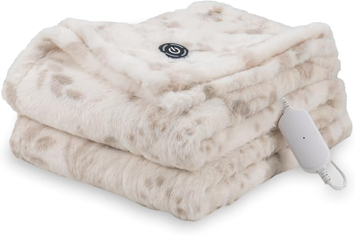 Berkshire Blanket Heated Throw Blanket, Grace Fur to Loftmink Reversible Electric Throw with 4 He... | Amazon (US)