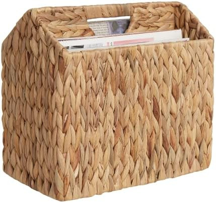 StorageWorks Medium Water Hyacinth Magazine Basket with Divider, Rectangle Wicker Magazine Holders w | Amazon (US)