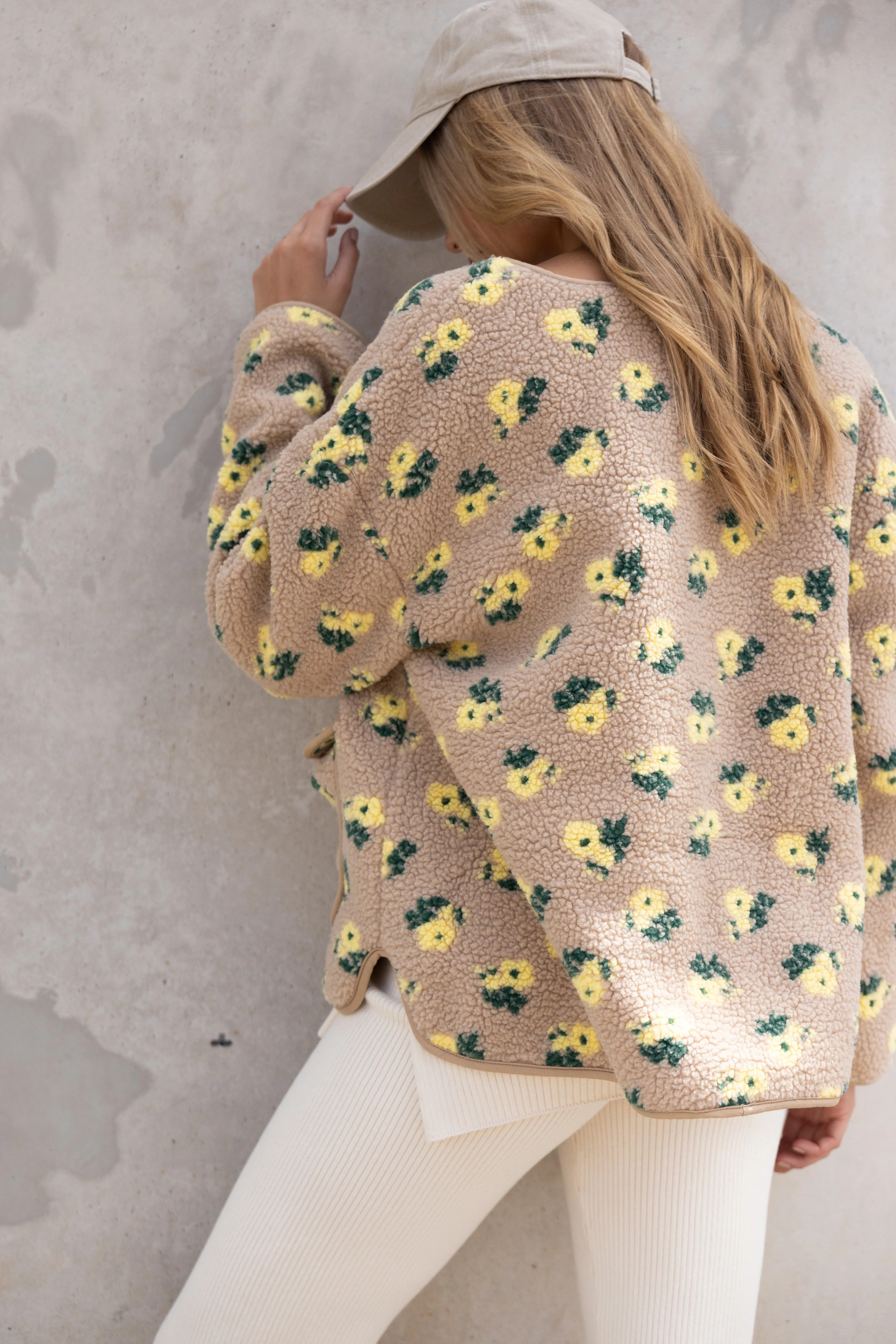 Roux Flower Print Shearling Jacket - Taupe | Petal & Pup (US)