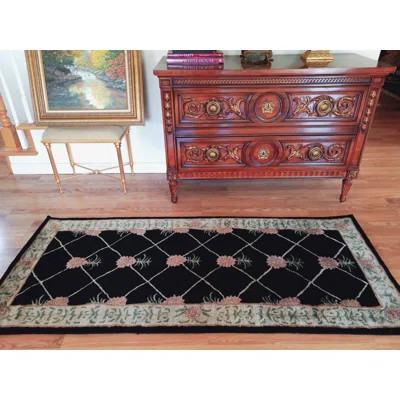 Cape May Oriental Hand Tufted Wool Black/Ivory Area Rug | Wayfair North America