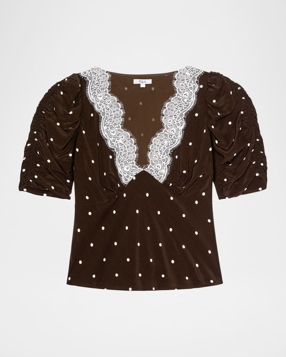 Rails Lazara Lace-Trim Polka Dot Top | Neiman Marcus