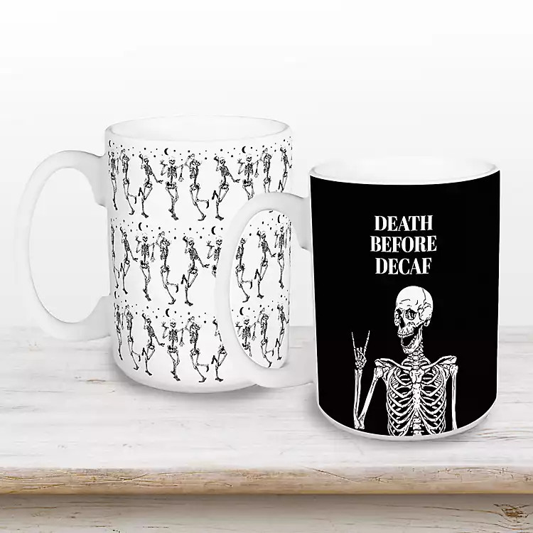 Death Before Decaf Halloween Mugs, Set of 2 | Kirkland's Home