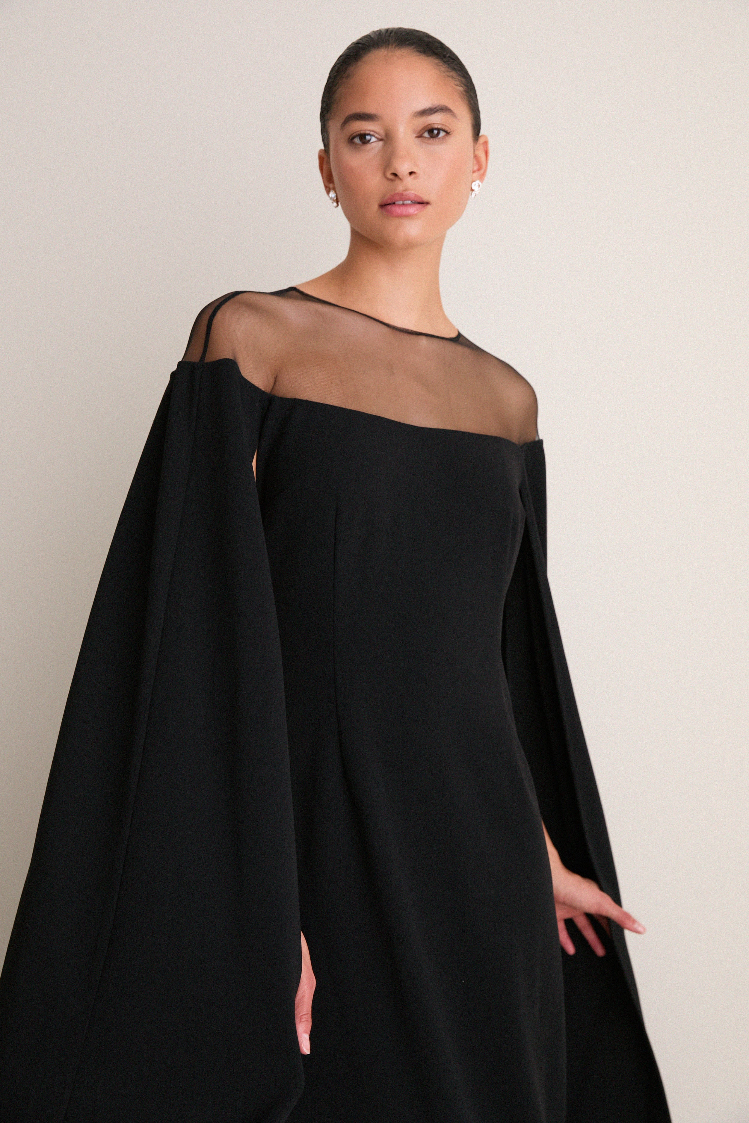 Black Estelle Cape Maxi Dress | Tuckernuck (US)