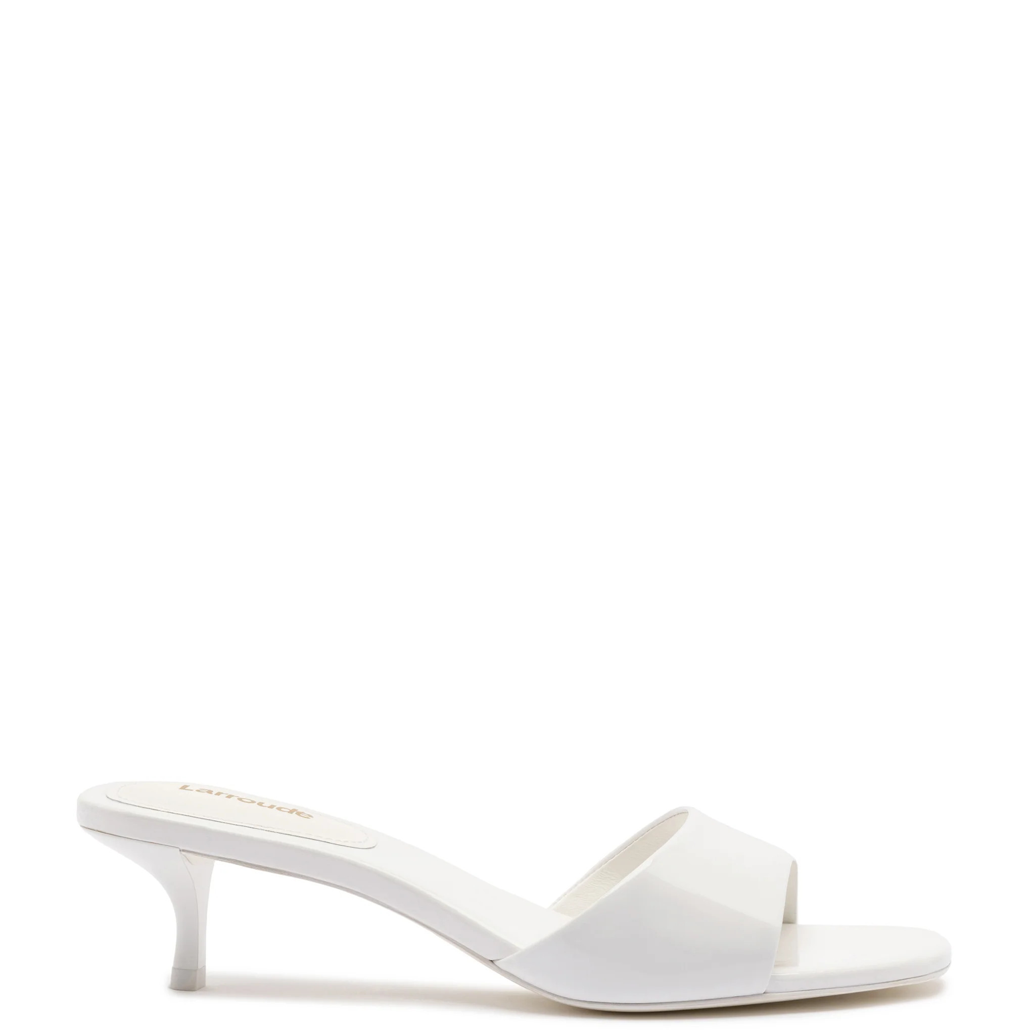 Greta Mule In White Patent Leather | Larroude