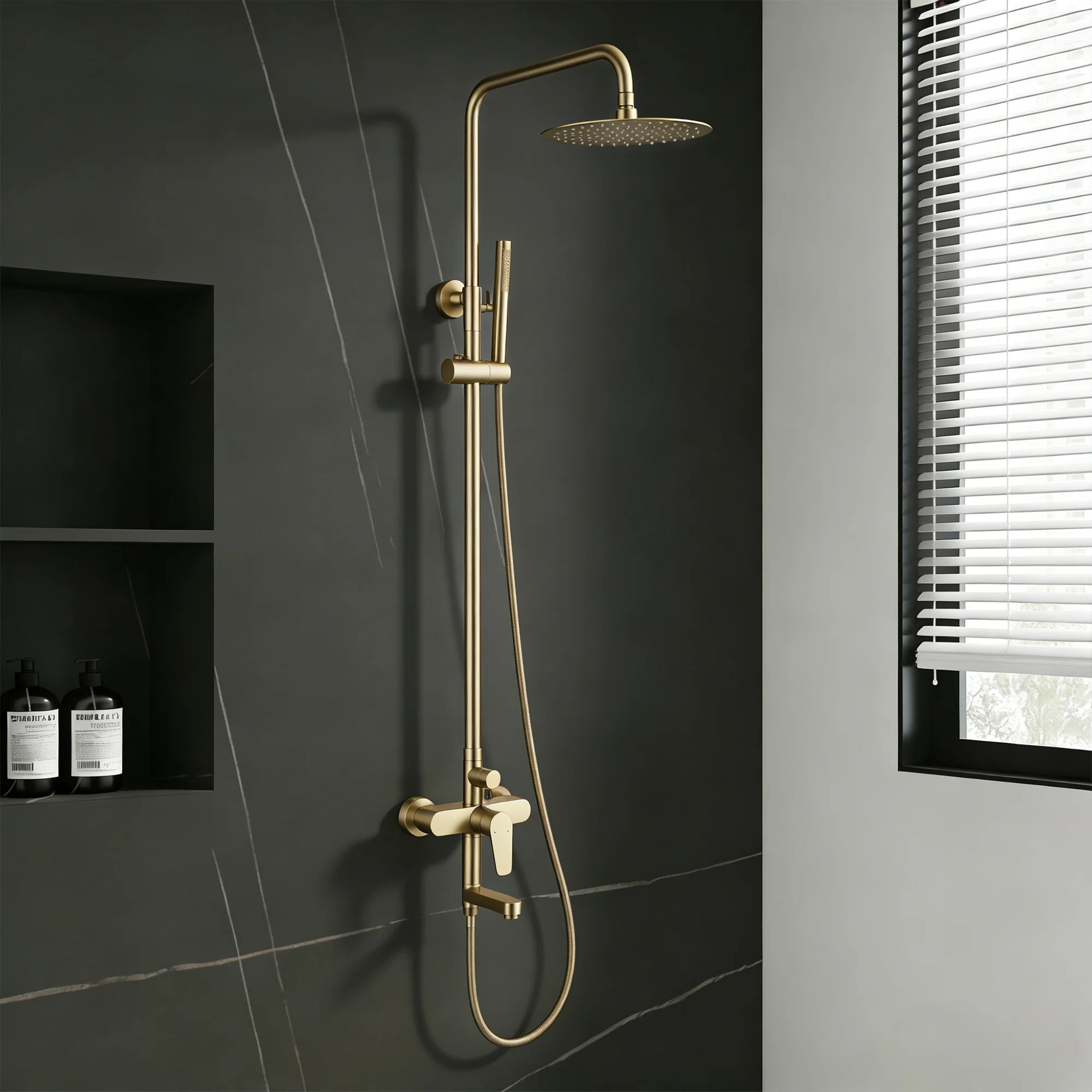Weshi Wall Mount Rainfall Shower System With Handheld Spray | Wayfair | Wayfair North America