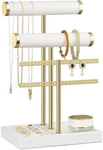 3 Tier Bracelet Holder Display - Detachable T Bar White Velvet Bracelet Holder, Jewelry Holder Or... | Amazon (US)