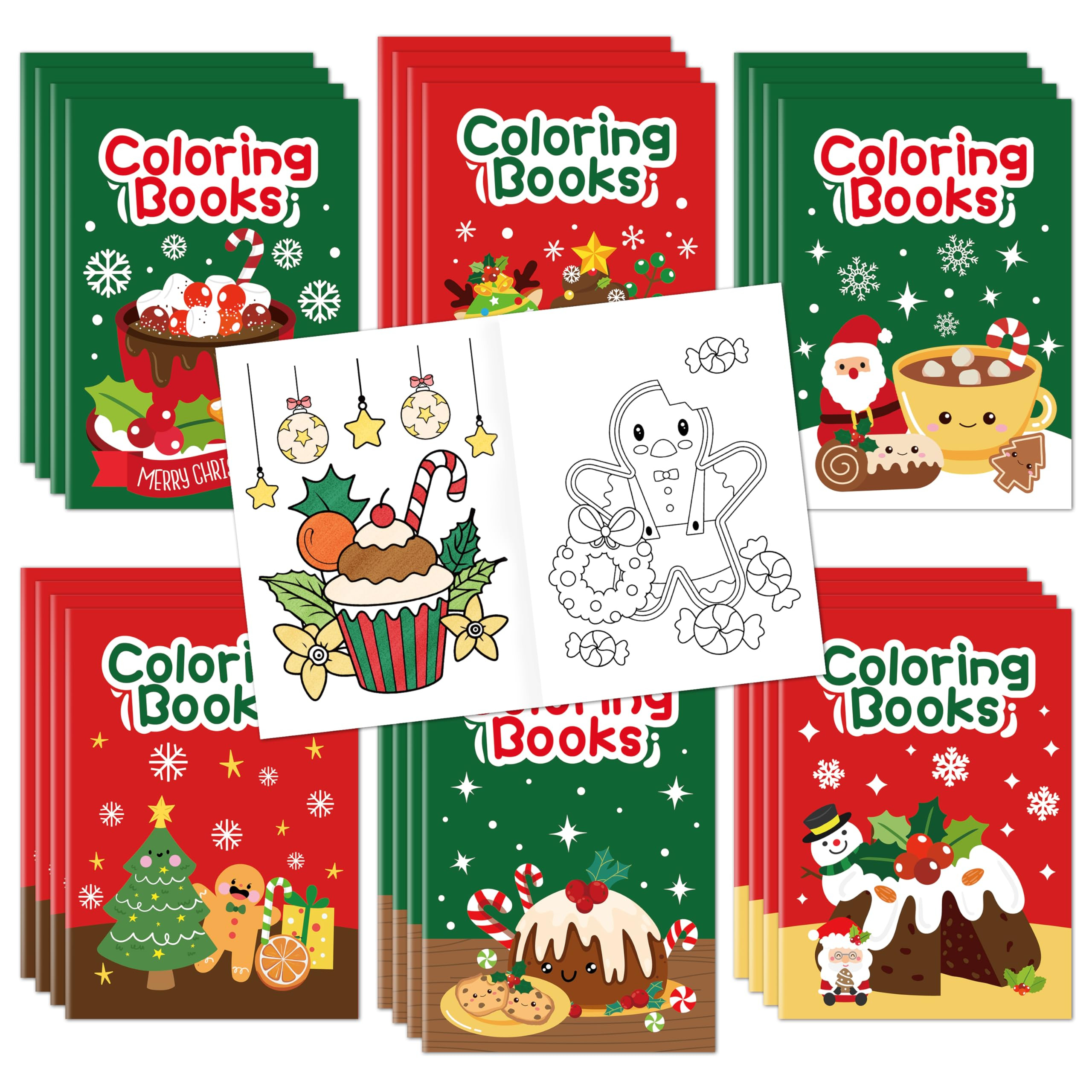 JAPBOR Christmas Food Coloring Books - 24PCS Mini Xmas Latte Color Book Bulk for Kids Party Favor... | Amazon (US)