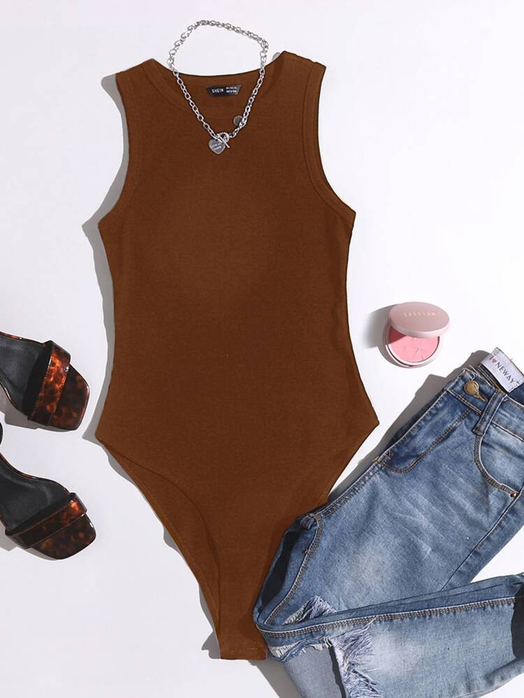 SHEIN EZwear Solid Skinny Bodysuit | SHEIN