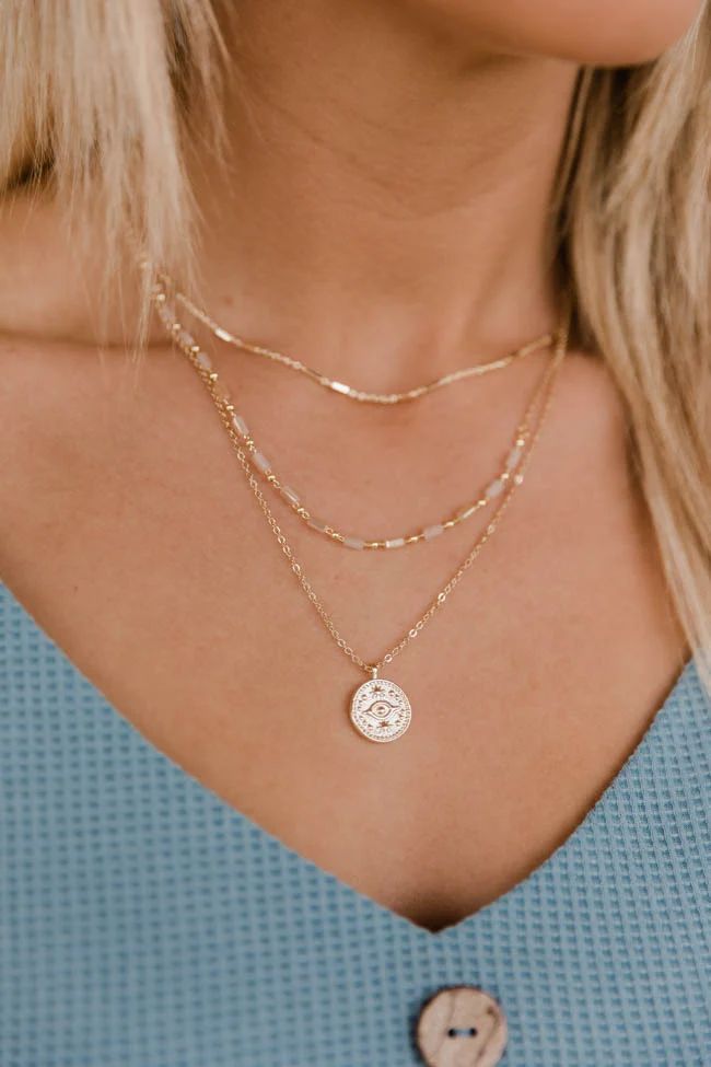 Forgiving Smile Gold 3 Layered Necklace | The Pink Lily Boutique
