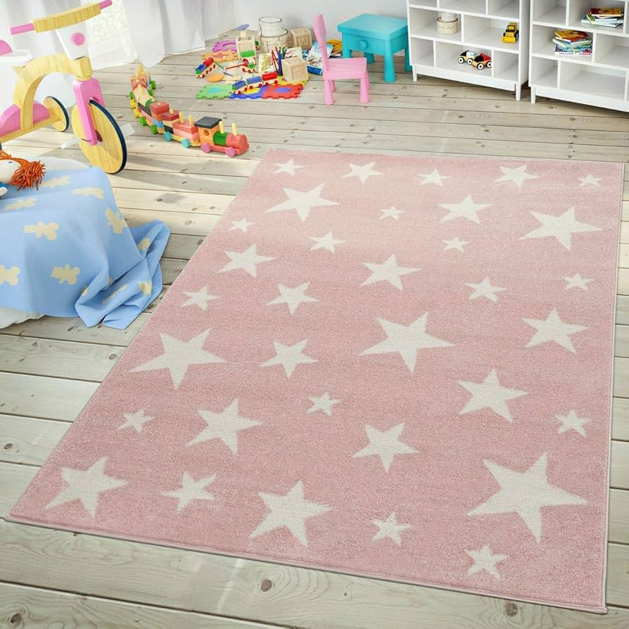 Paco Home Kids Rug with Star for Children's Room Starry Sky Design, Size:3'11" x 5'7", Colour:Pin... | Amazon (US)