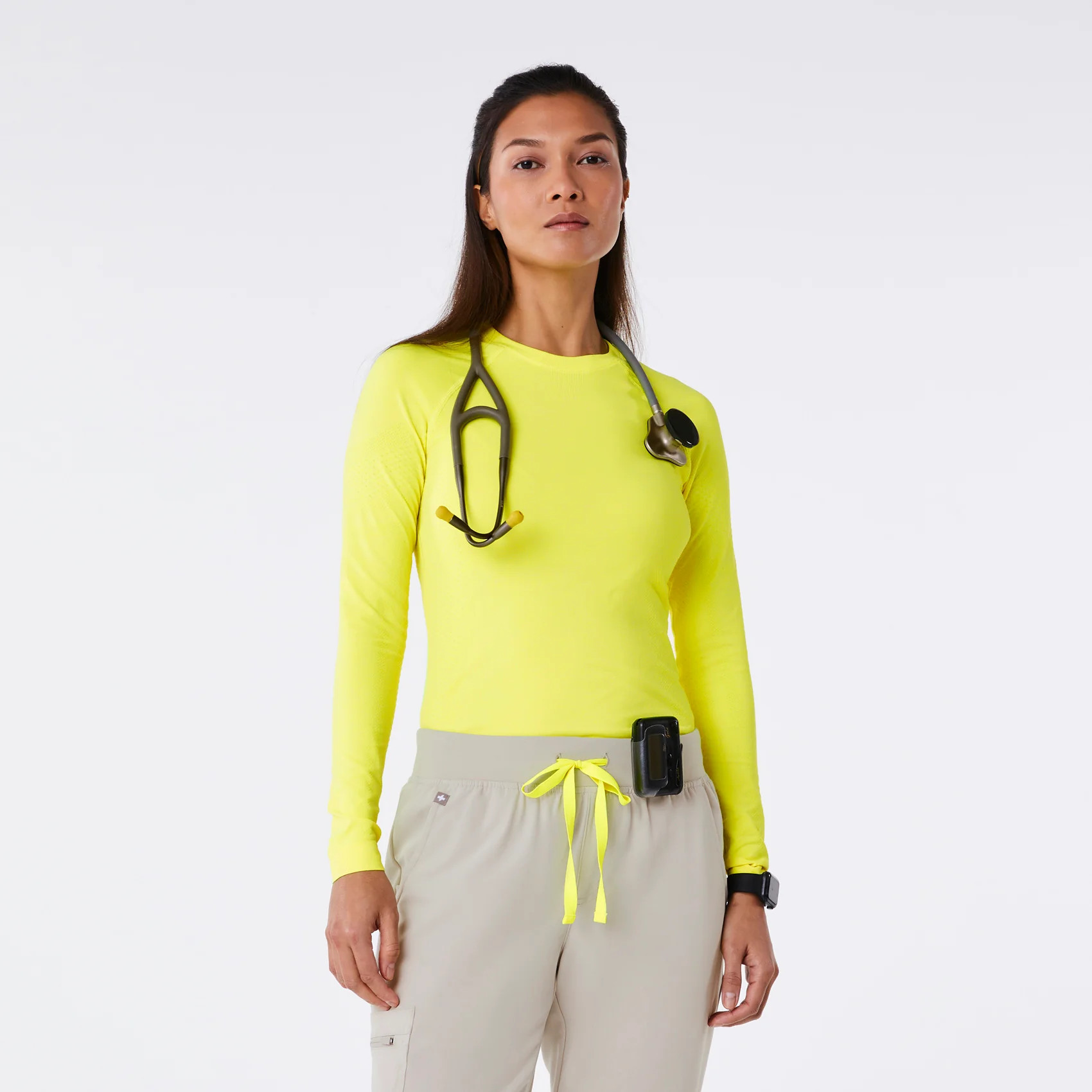 Women's Salta Seamless Longsleeve Underscrub - Neon Yellow · FIGS | FIGS