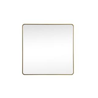 Timeless Home 42 in. W x 42 in. H x Modern Soft Corner Metal Square Brass Mirror MIR1608484BR - T... | The Home Depot