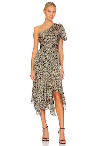 ASTR the Label Santorini Midi Dress in Black & Taupe Multi from Revolve.com | Revolve Clothing (Global)