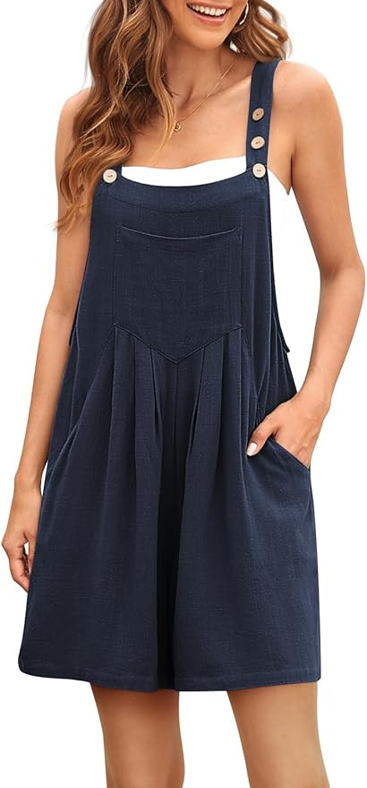 AUTOMET Jumpsuits for Women Casual Summer Shorts Overalls Button Up Comfy Rompers Sleeveless Jump... | Amazon (US)