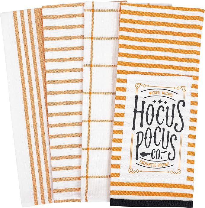 KAF Home Pantry Kitchen Appliqué Halloween Dish Towel Set of 4, 100-Percent Cotton, 18 x 28-inch... | Amazon (US)