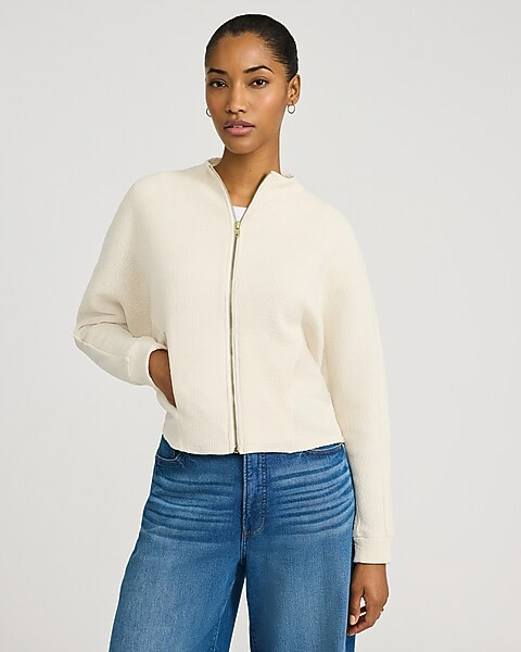 Ribbed Zip Front Jacket | Express