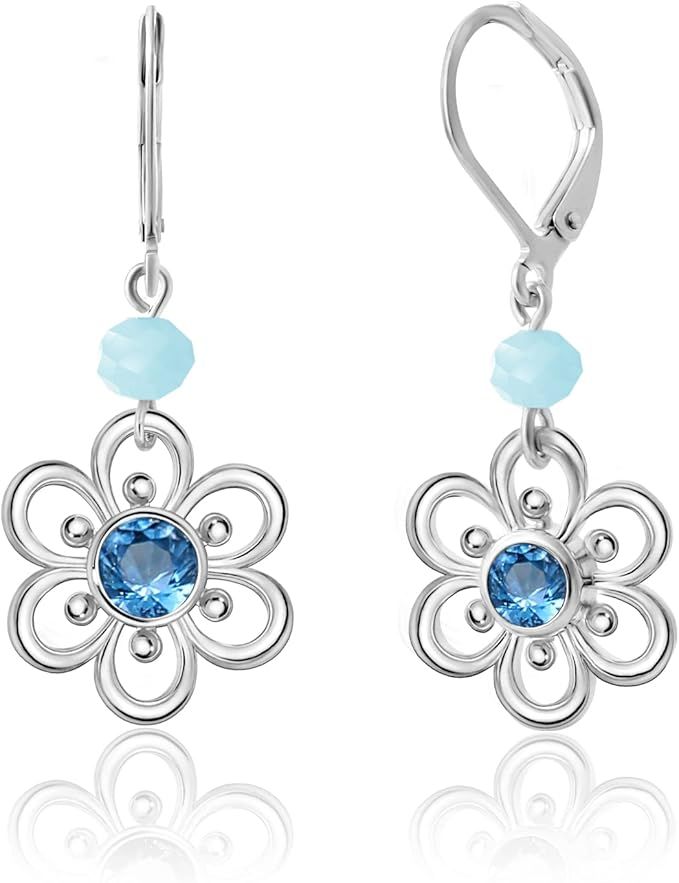 AILIFE Dangle Flower Earrings for Women and Girls,18k Gold Plated Lever Back Drop Flower Earrings... | Amazon (US)