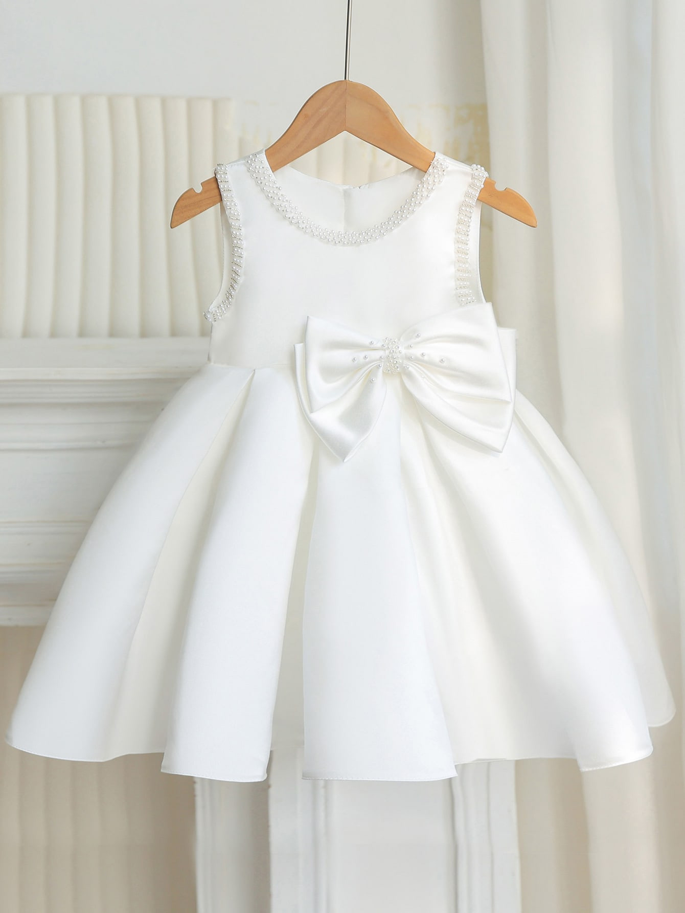 Little Girls' Sleeveless White Princess Dress For Wedding, Flower Girl, Birthday Party, Piano Per... | SHEIN