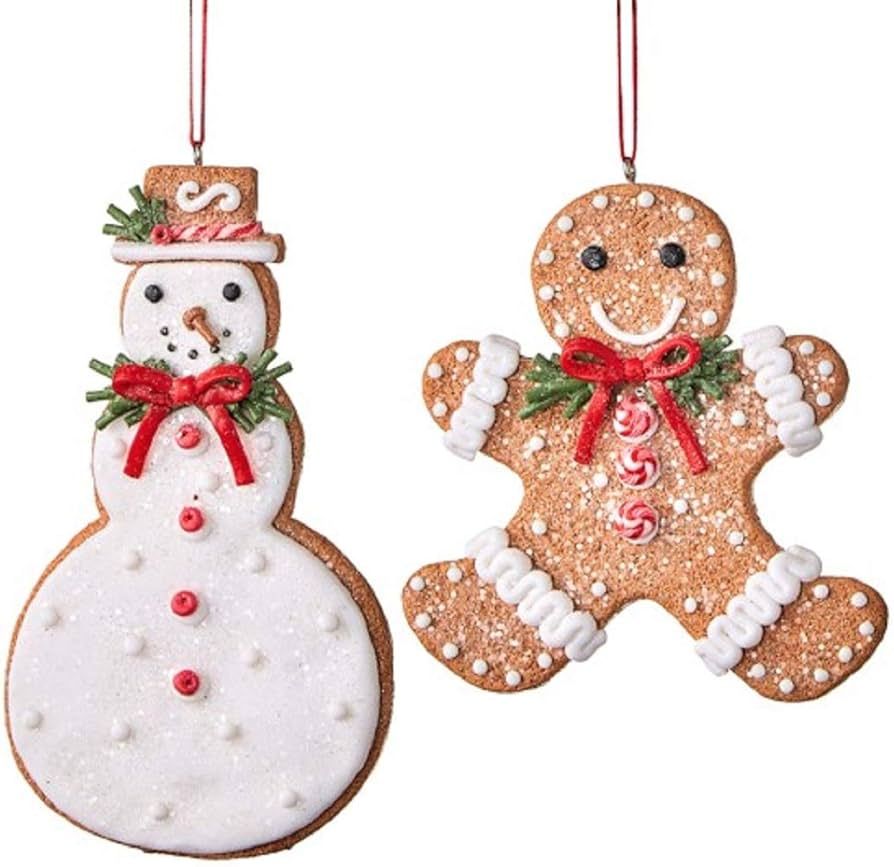 RAZ Imports Set of 2 Gingerbread Man & Snowman Gingerbread Christmas Tree Ornaments | Amazon (US)