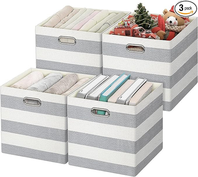 Posprica 3X Thicker Storage Bins Storage Cubes, 13×13 Fabric Storage Boxes Foldable Baskets Cont... | Amazon (US)