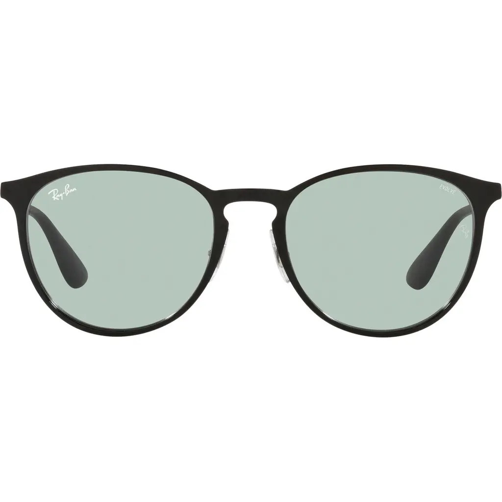 Ray-Ban Erika 54mm Round Sunglasses in Shiny Black at Nordstrom | Nordstrom