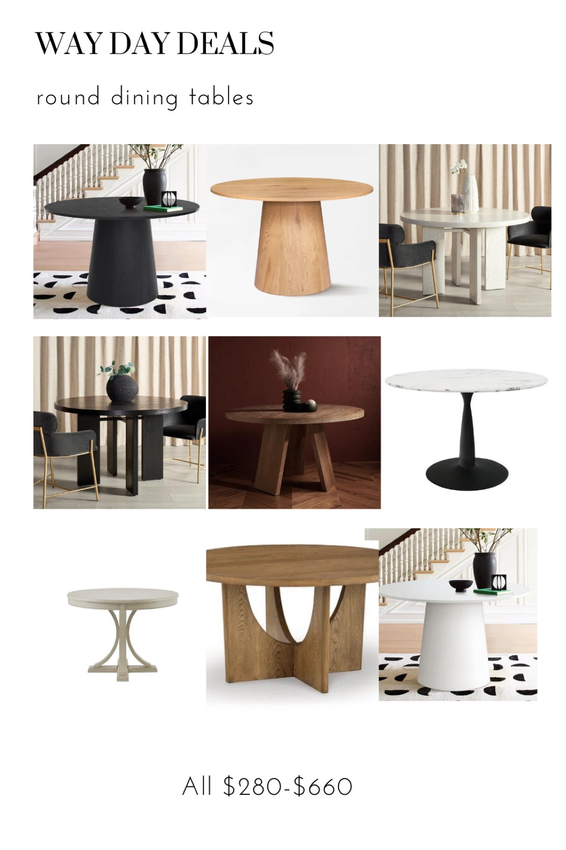 Roundup of my favorite & best deals for round dining tables for Way Day! 