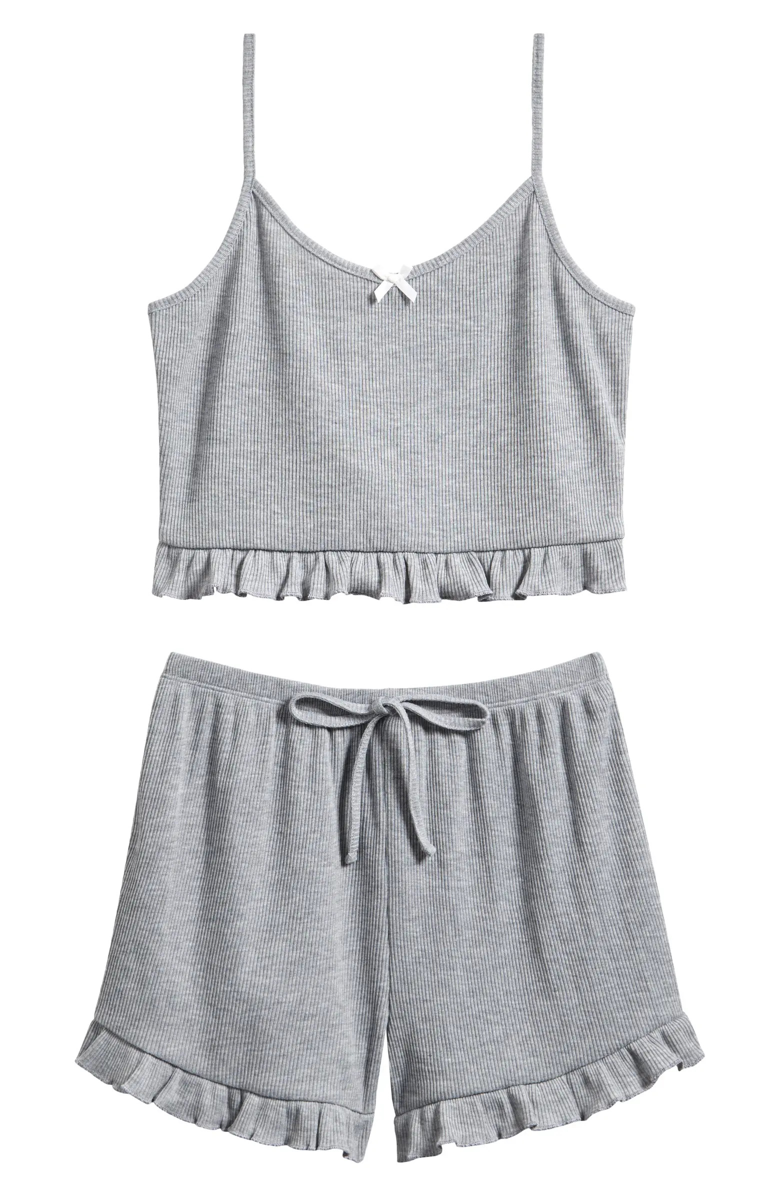 Kids' Ruffle Rib Camisole & Shorts Pajamas | Nordstrom
