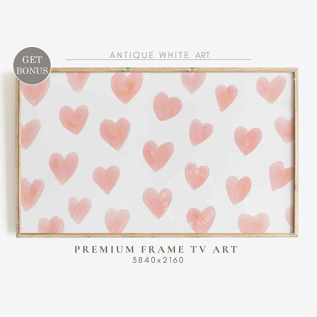 Valentine's Day Frame TV Art File, Watercolor Valentine Hearts, Muted Blush Abstract Valentines A... | Etsy (US)