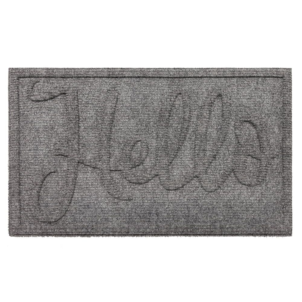 Mainstays Hello Solid Impressions Outdoor Doormat, Gray, 18" x 30" - Walmart.com | Walmart (US)