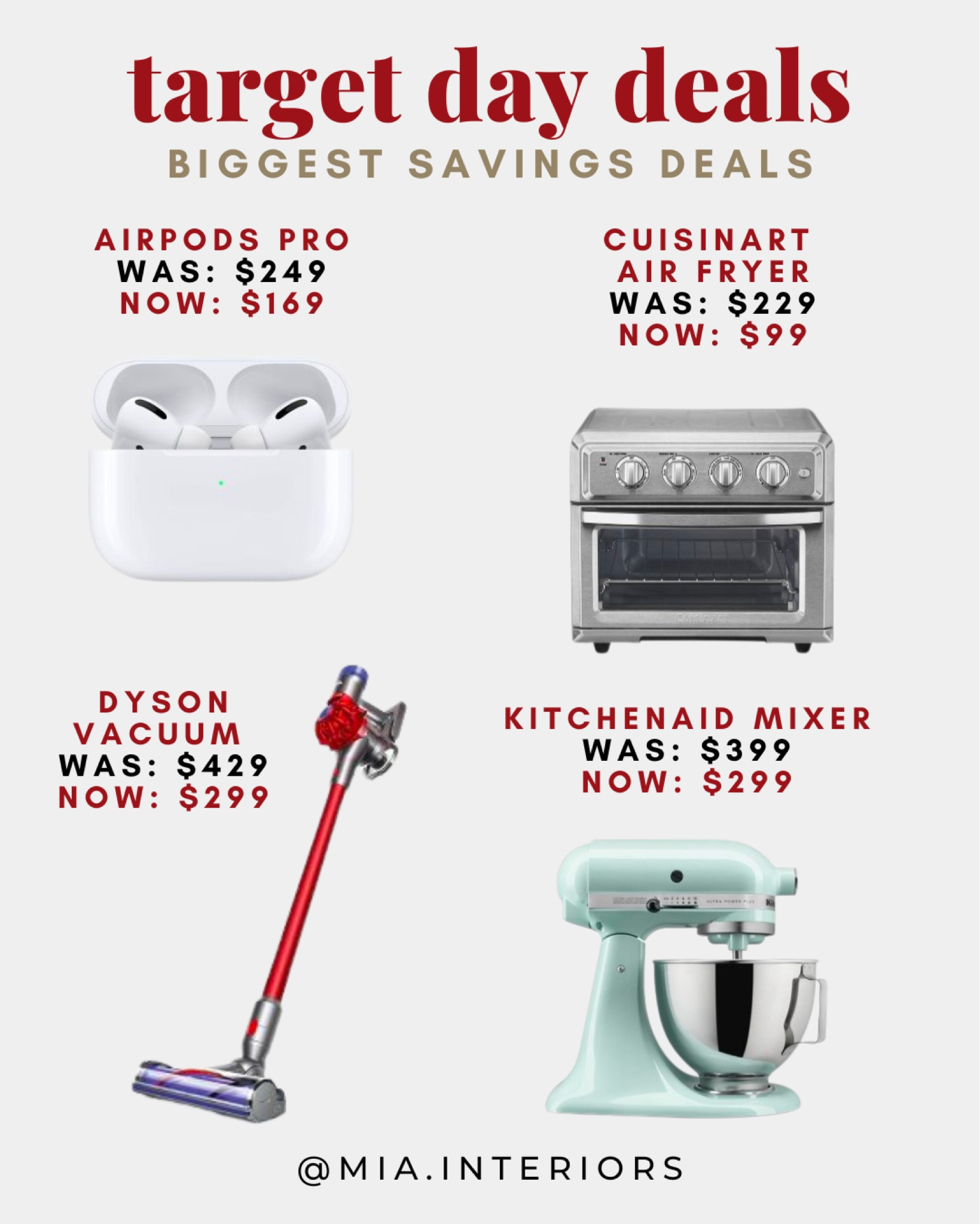 Target Days Deals!

#targetsale #LTKsale #airpods #dyson #cuisinart #kitchenaid #homesale #kitchensale

#LTKsalealert #LTKhome #LTKSeasonal