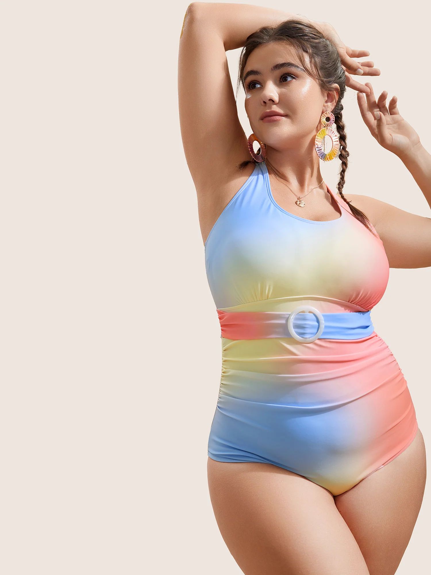 Ombre Buckle Detail One Piece Swimsuit | Bloomchic