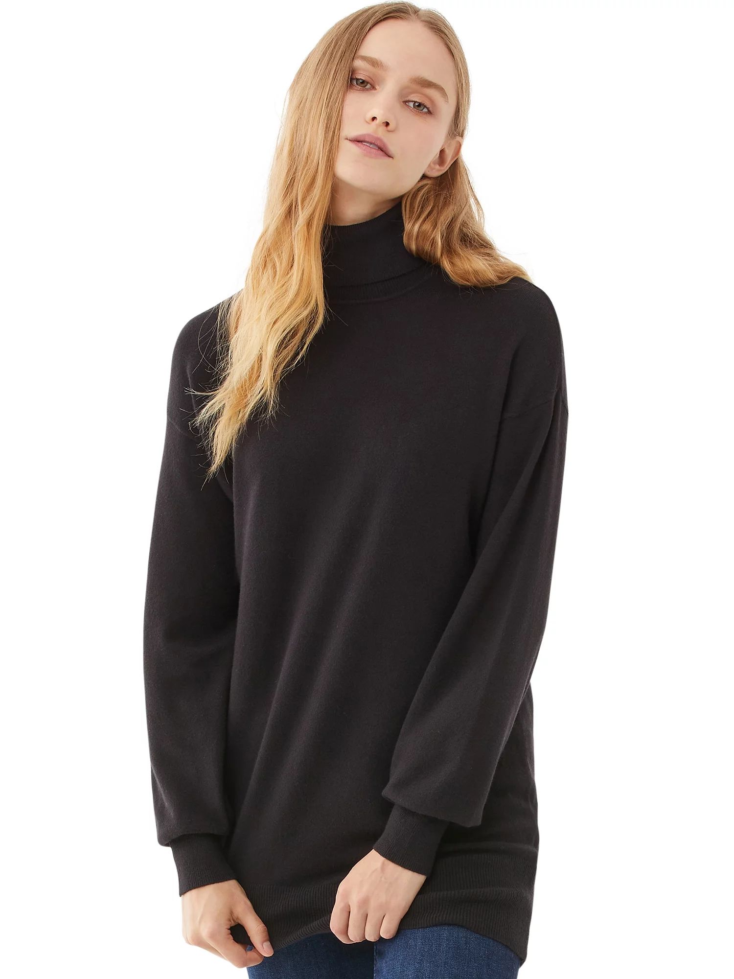 Free Assembly Ls Relaxed Turtleneck Tunic Sweater | Walmart (US)