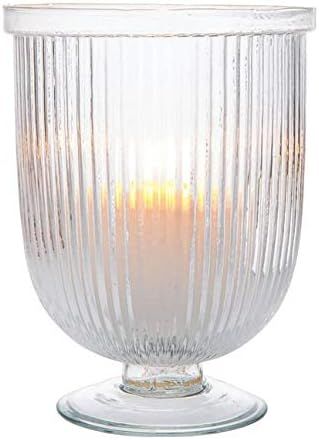 Luna Bazaar Large Glass Hurricane Pillar Candle Holder (6.75x9-in, Lynne Design, Clear) - Elegant... | Amazon (US)