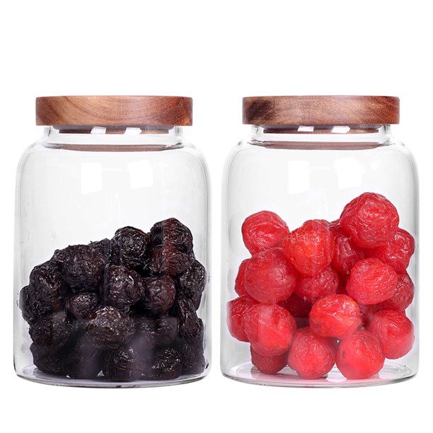 2 Pack 42 OZ Glass Canisters With Airtight Acacia Lids for Pantry Storage Glass Jar Container - W... | Walmart (US)