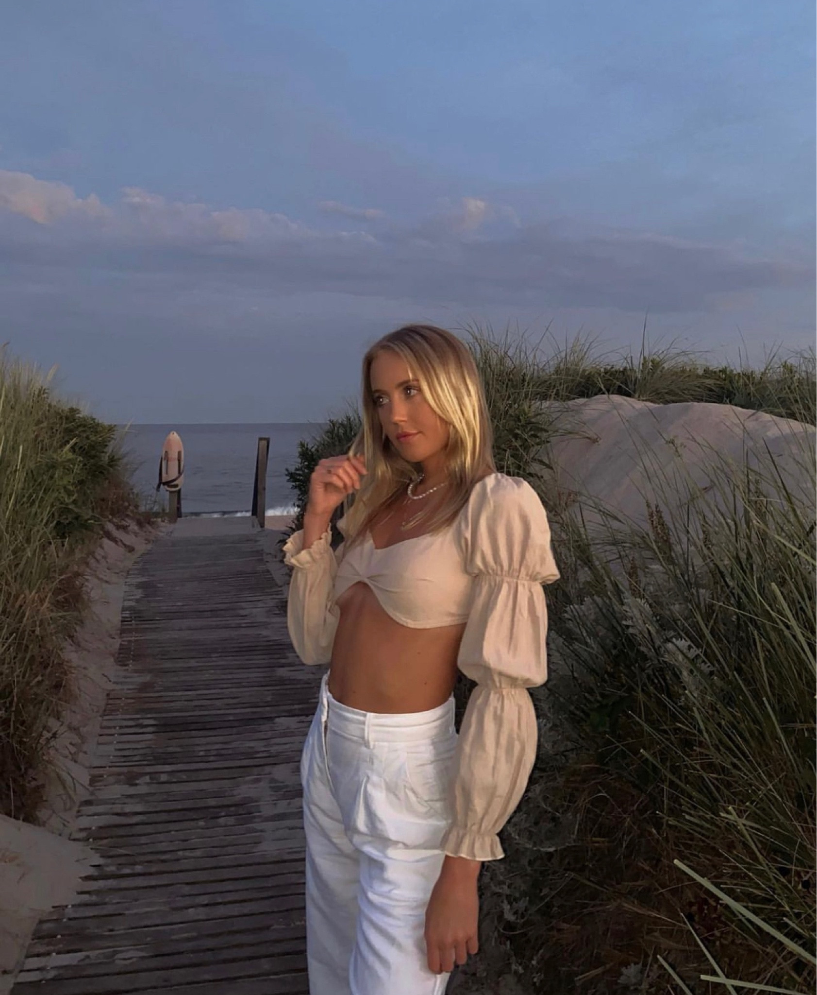 Puffy long sleeve bra top 