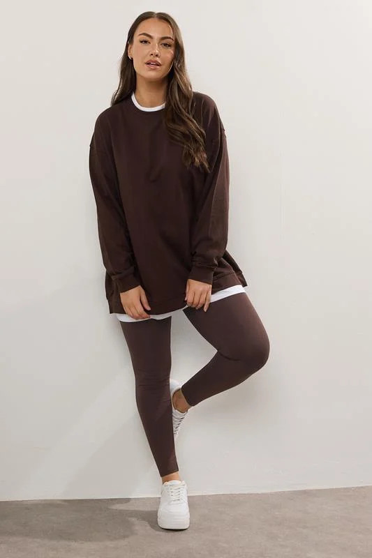 YOURS Plus Size Chocolate Brown Leggings | Yours Clothing UK