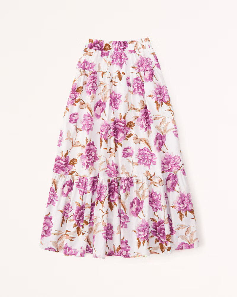 Poplin Tiered Maxi Skirt | Abercrombie & Fitch (US)