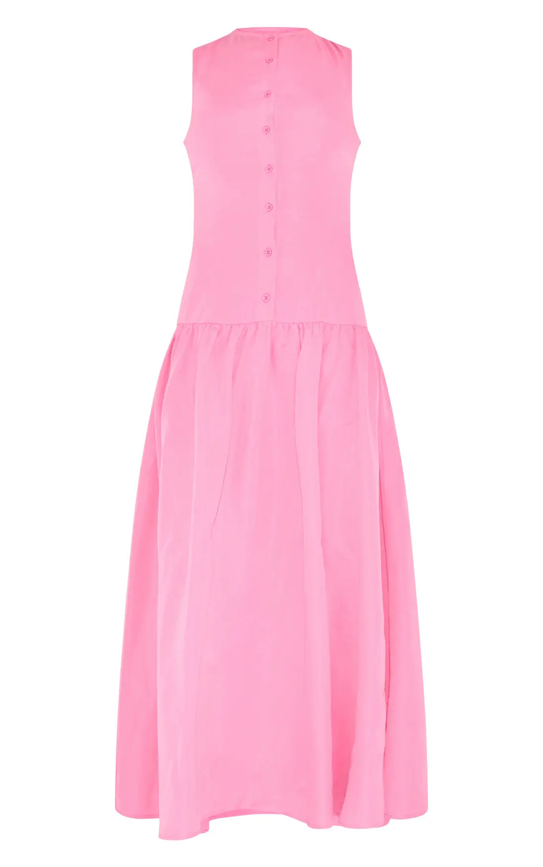 Candy Pink Button Down Drop Waist Maxi Dress | PrettyLittleThing US