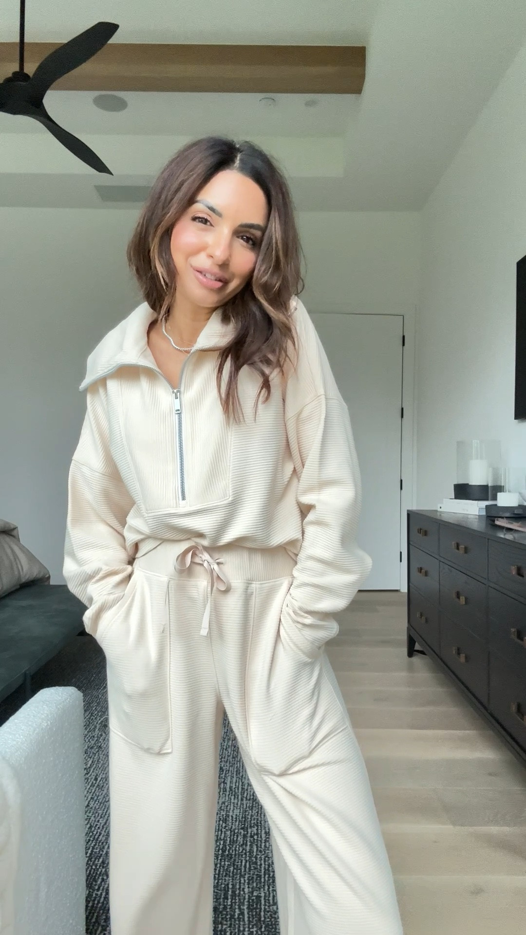 This toasted coconut color at Spanx is SO cute. The perfect neutral for Spring! So cozy and easy to tuck the sweatshirt into the pants. I’m wearing XS in the sweatshirt and XS Petite in the pants! Get 20% off with my exclusive code.#LTKSpringSale 

#LTKSaleAlert #LTKPetite