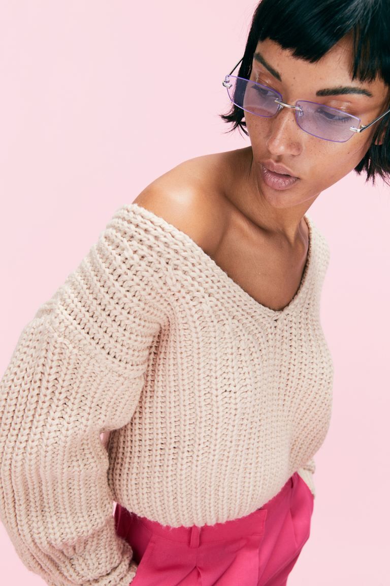 Rib-knit Sweater - Light beige - Ladies | H&M US | H&M (US + CA)