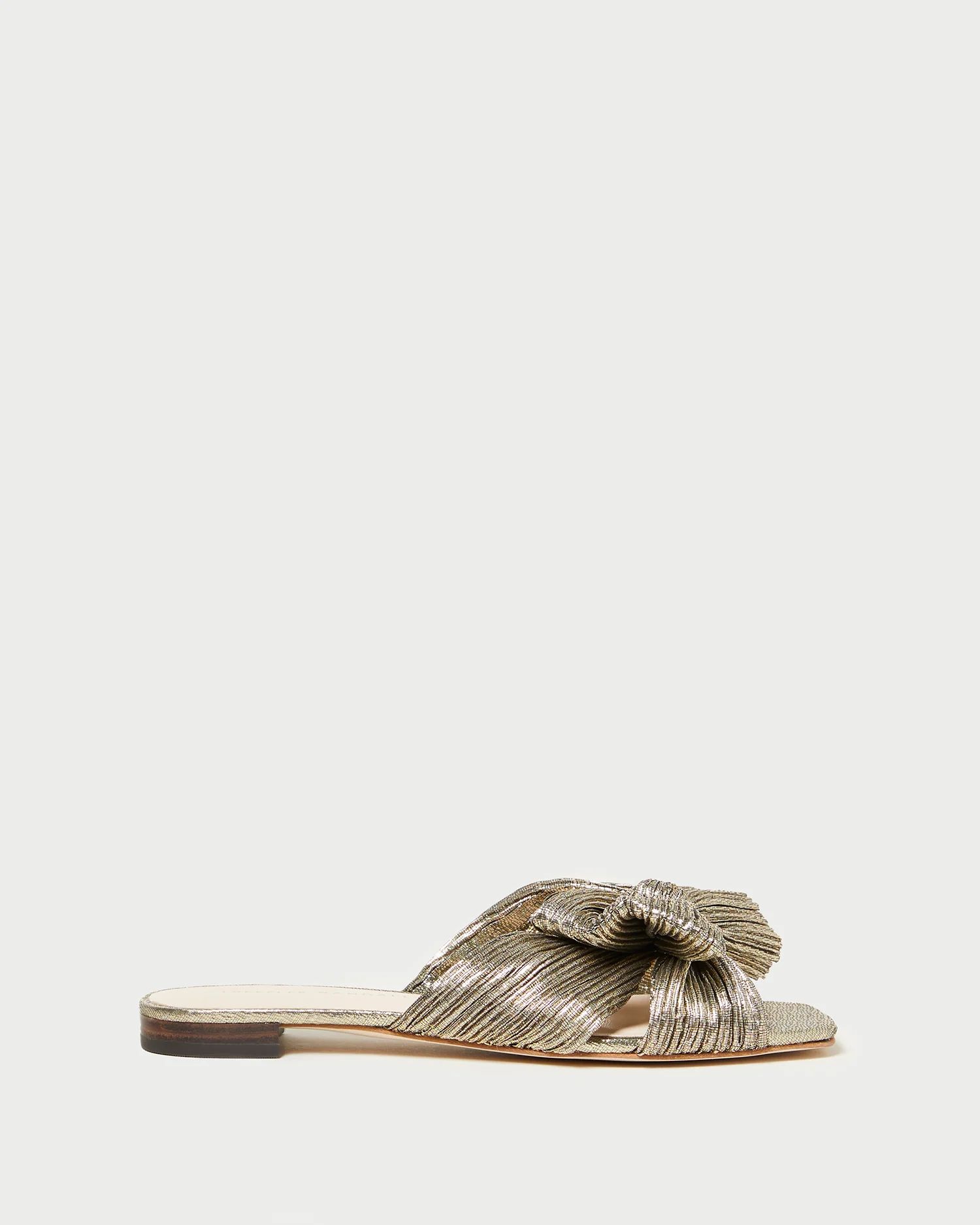 Daphne Platinum Pleated Bow Slide | Loeffler Randall