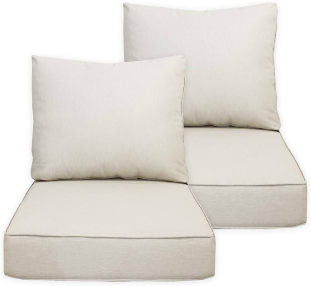 Indoor/Outdoor 24"x28"x5.3" Deep Seat Patio Cushions :Resilient Foam Filling, Weather Resistant P... | Amazon (US)