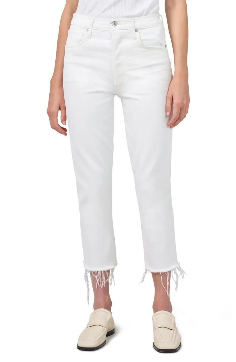 Raw Hem Crop Straight Leg Jeans | Nordstrom