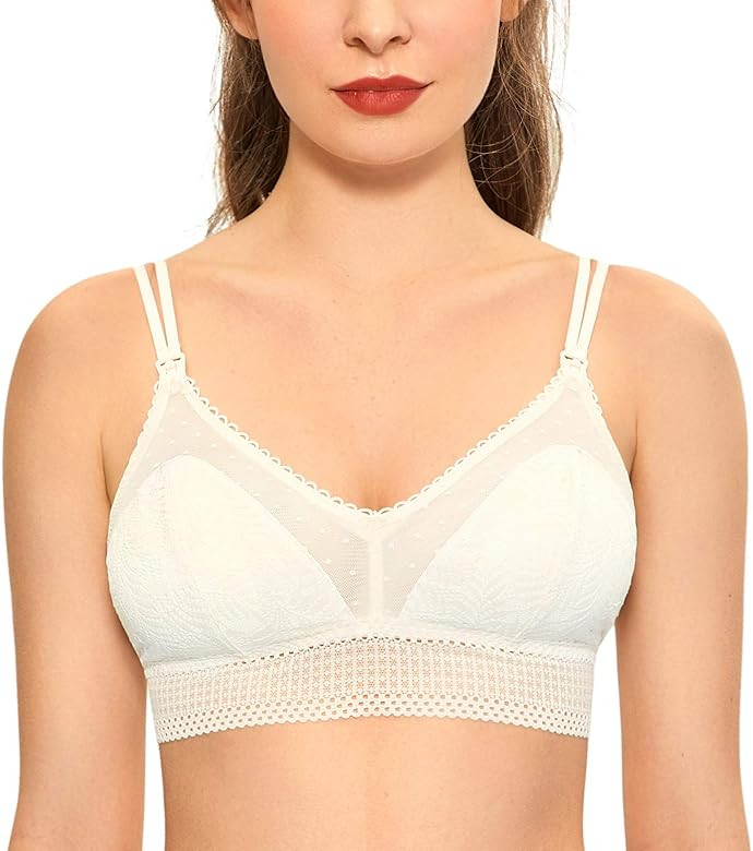 MOMANDA Women's Lace Nursing Bra Cute Bralette Breastfeeding Maternity Bras Padded Wireless | Amazon (US)
